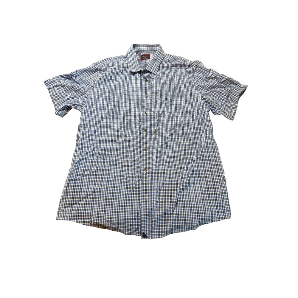 NWOT Untuckit SZ XL Tall Blue Plaid Short Sleeve Button Up Shirt Men Lightweight